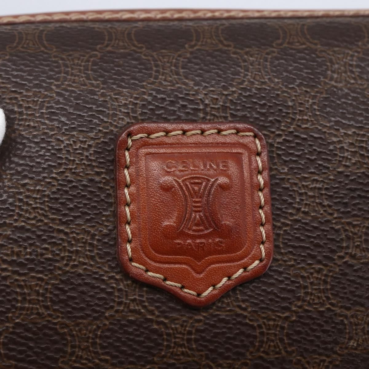 Celine Macadam Pochette Canvas and Leather, BROWN, CANVAS, Clutche & pouche