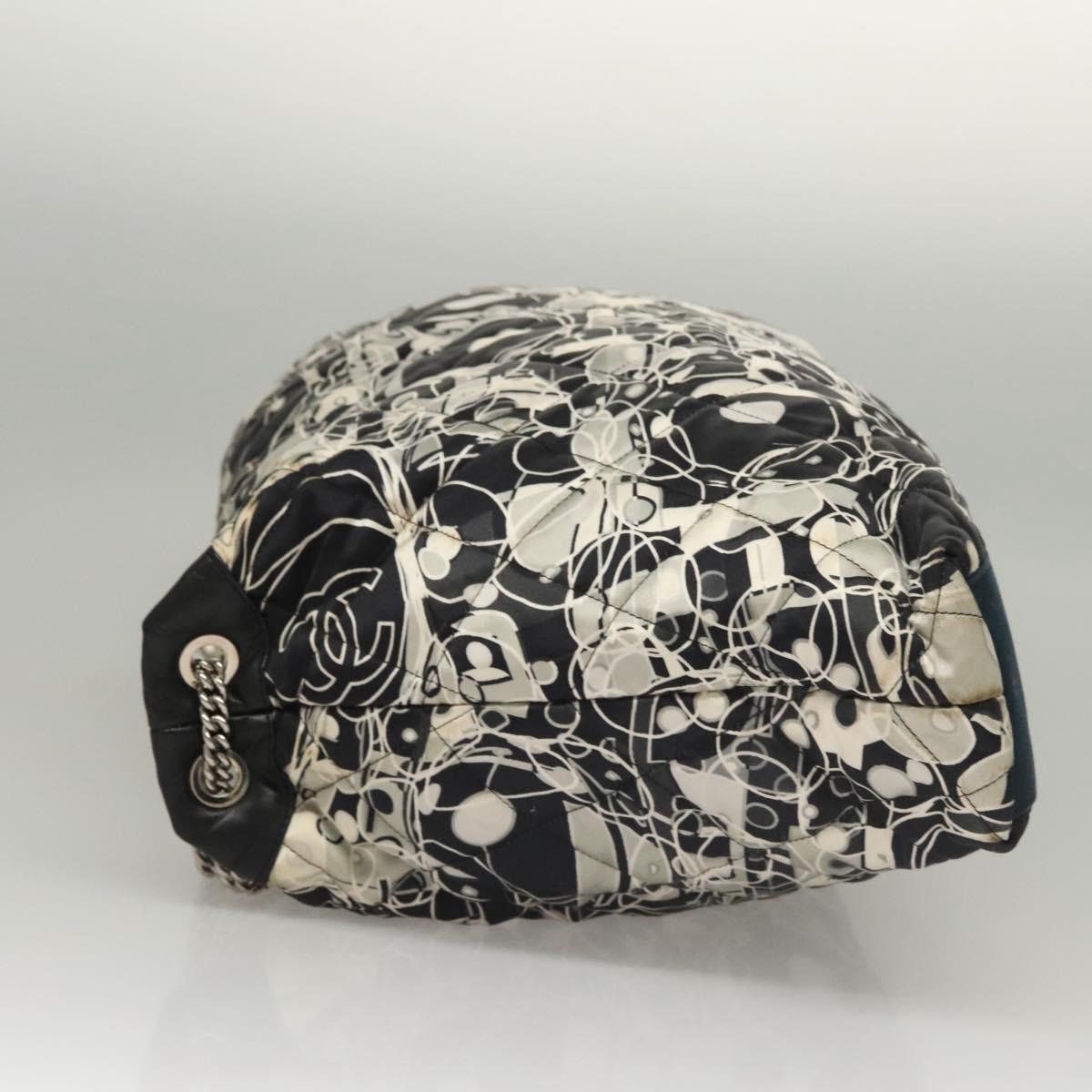 Chanel Kaleidoscope Chain Tote Quilted Printed Satin, BLACK, SILK, Shoulder bag