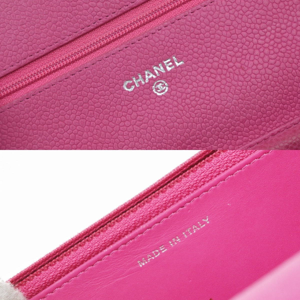 Chanel Wallet on Chain Quilted Grained Calfskin, PINK, LEATHER, Clutche & pouche