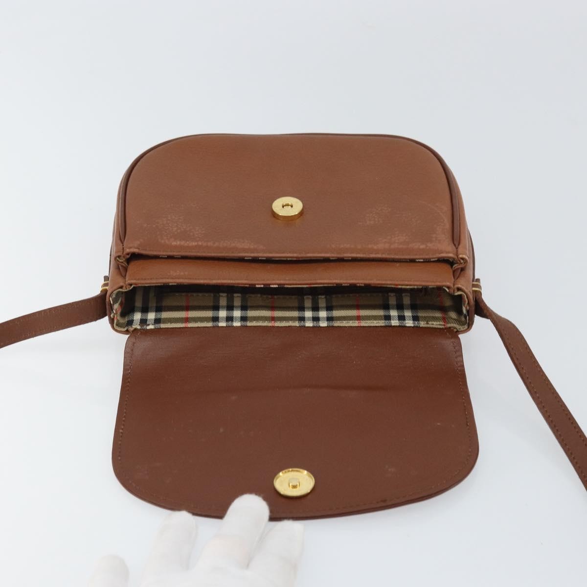 Burberry Vintage Flap Crossbody Bag Leather, BROWN, LEATHER, Shoulder bag