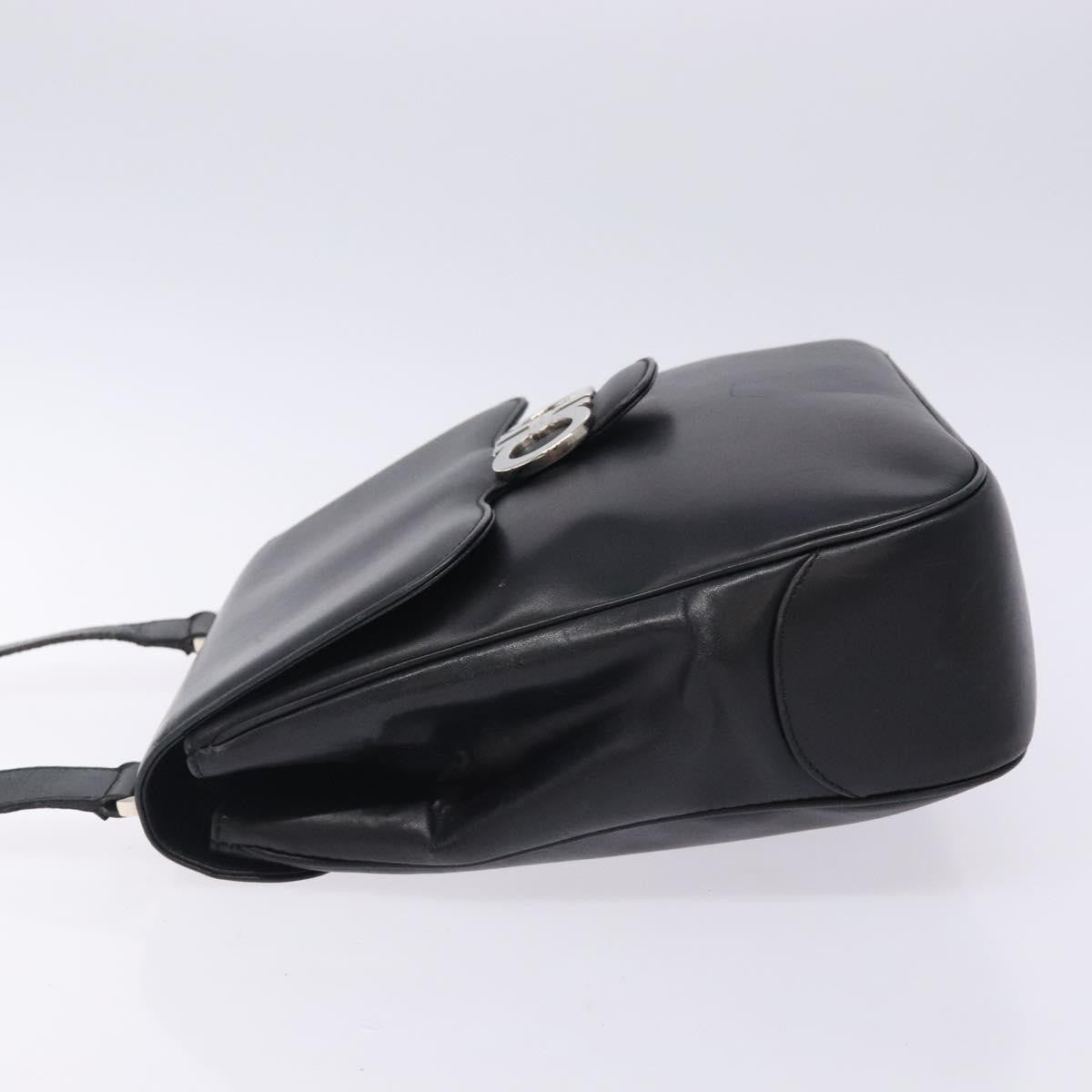 Salvatore Ferragamo Gancini Shoulder Bag Leather, BLACK, LEATHER, Shoulder bag