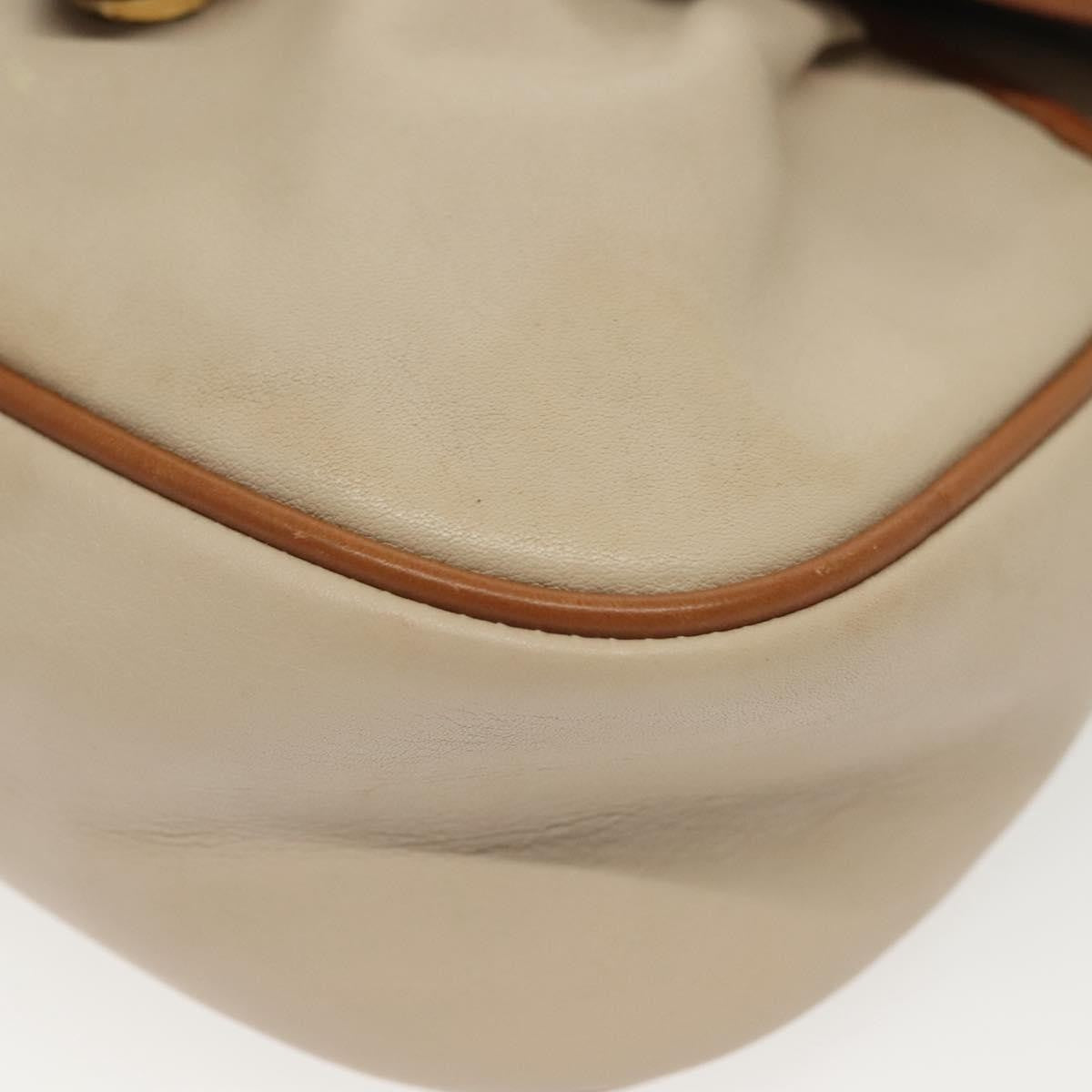 Celine Vintage Triomphe Shoulder Bag Leather, BEIGE, LEATHER, Shoulder bag