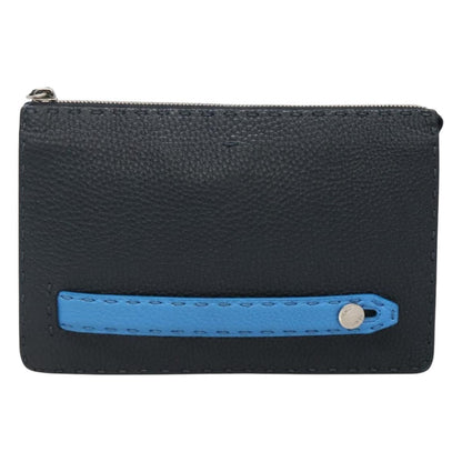 Fendi Selleria Zip Pouch Leather, Black, Leather, Clutch