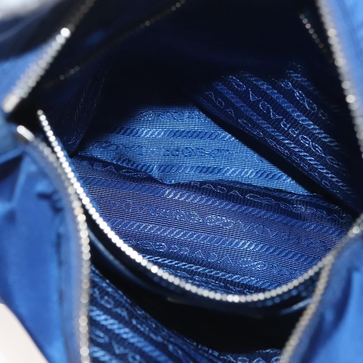 Prada Flat Messenger Tessuto with Leather, Blue, Nylon, Shoulder Bag