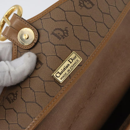 Christian Dior Vintage Honeycomb Shoulder Bag Canvas and Leather, BEIGE, CANVAS, Shoulder bag