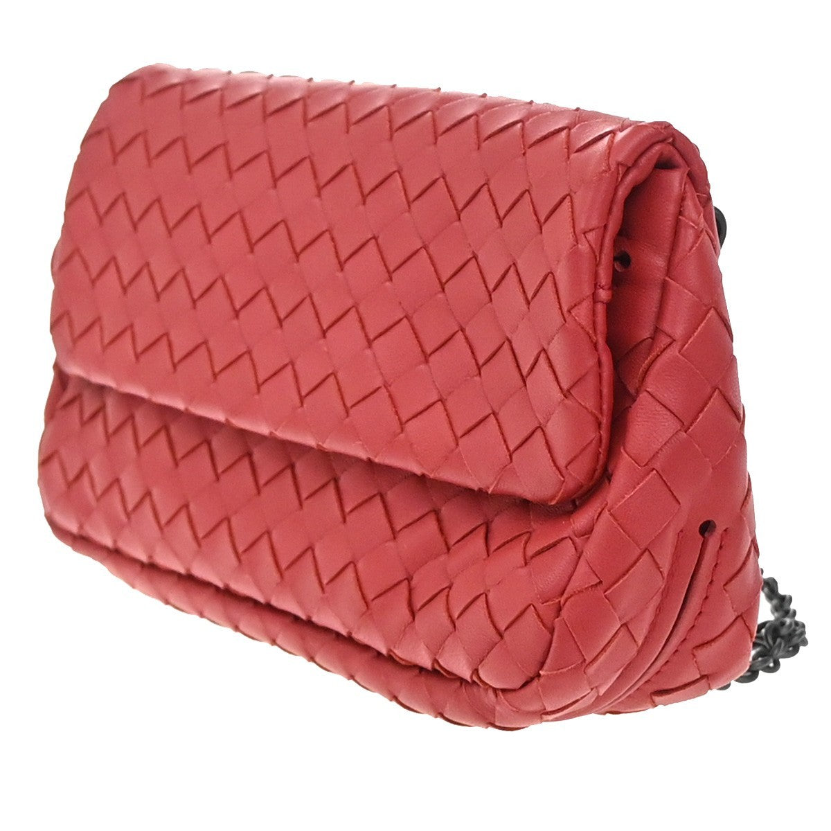 Bottega Veneta Expandable Chain Crossbody Bag Intrecciato Nappa, RED, LEATHER, Clutche & pouche