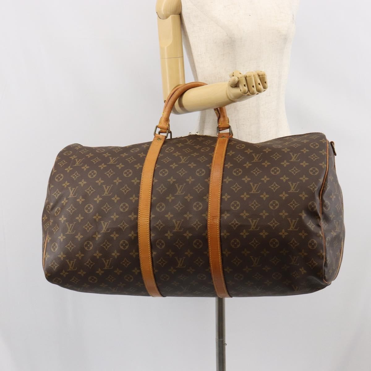 Louis Vuitton Keepall Bandouliere Bag Monogram Canvas, BROWN, CANVAS, Travel bag