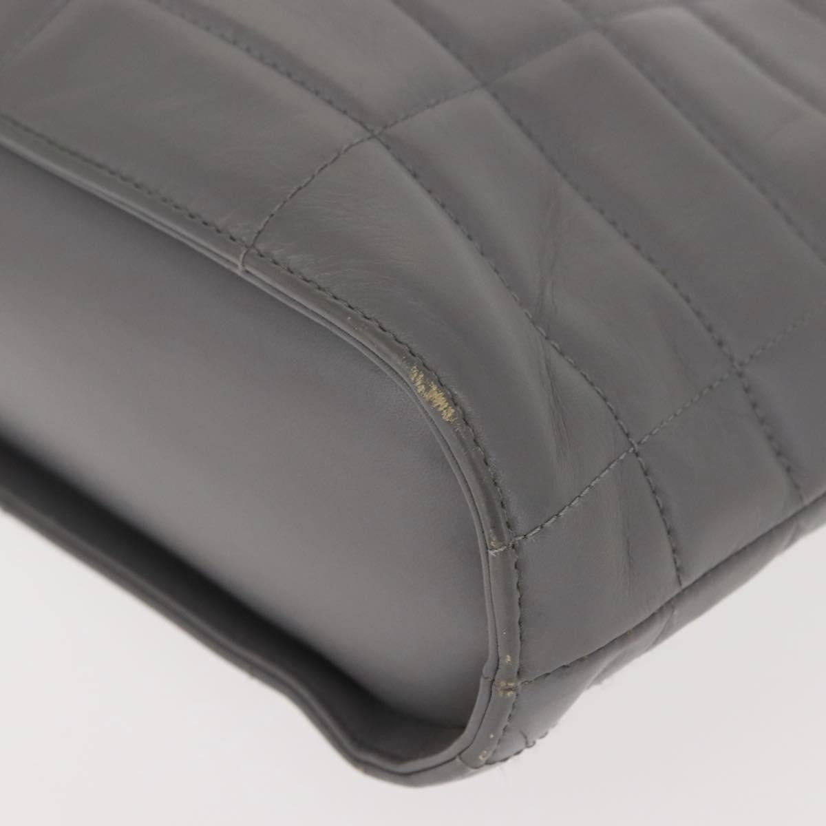 Chanel Vintage Chocolate Bar Metal Ring Tote Quilted Lambskin, GRAY, LEATHER, Tote bag