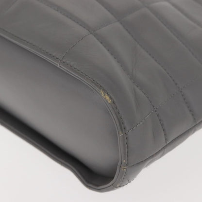 Chanel Vintage Chocolate Bar Metal Ring Tote Quilted Lambskin, GRAY, LEATHER, Tote bag