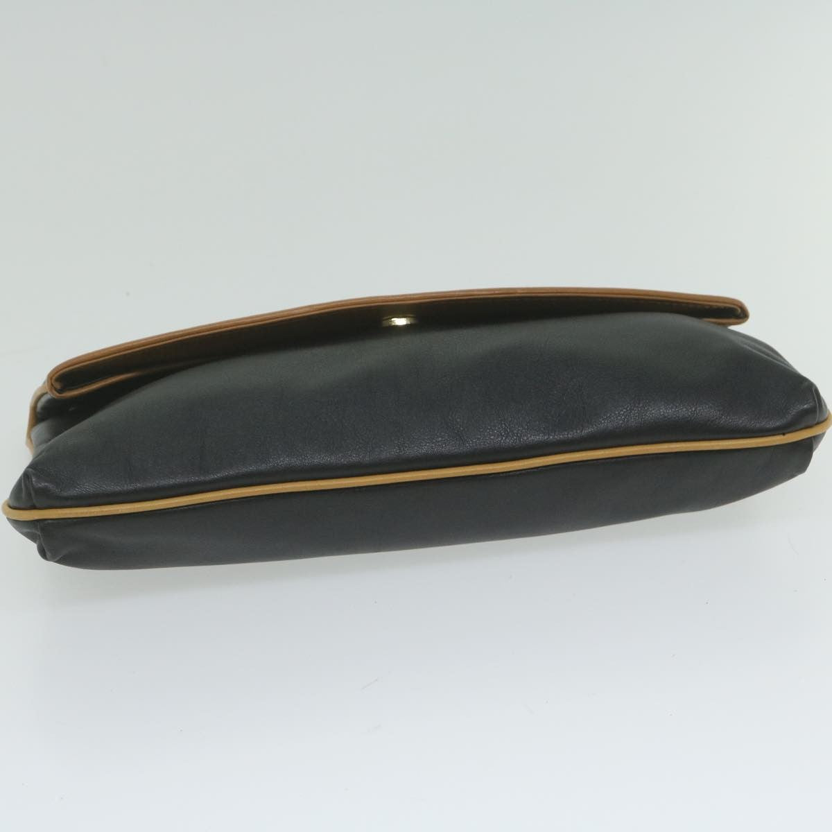 Celine Logo Triomphe Pouch Leather, BLACK, LEATHER, Clutche & pouche