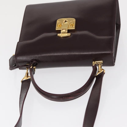Gucci Vintage Lady Lock Top Handle Bag Leather, BURGUNDY, LEATHER, Handbag