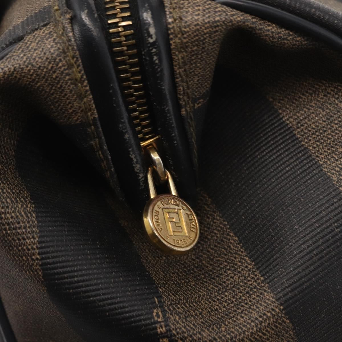 Fendi Vintage Pequin Convertible Boston Bag Coated Canvas, BROWN, CANVAS, Travel bag
