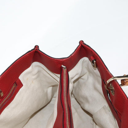 Gucci Bamboo Shopper Tote Leather, RED, LEATHER, Tote bag