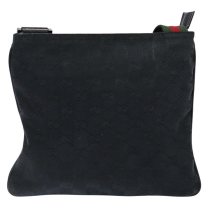 Gucci Web Strap Zip Messenger Bag GG Canvas, Black, Canvas, Shoulder Bag