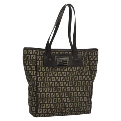 Fendi Vintage Flip Lock Tote Zucchino Canvas, BROWN, CANVAS, Tote bag