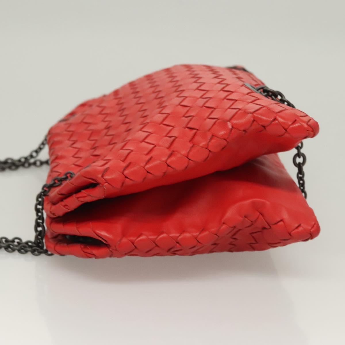 Bottega Veneta Intrecciato Leather, RED, LEATHER, Shoulder bag