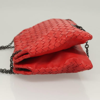Bottega Veneta Intrecciato Leather, RED, LEATHER, Shoulder bag