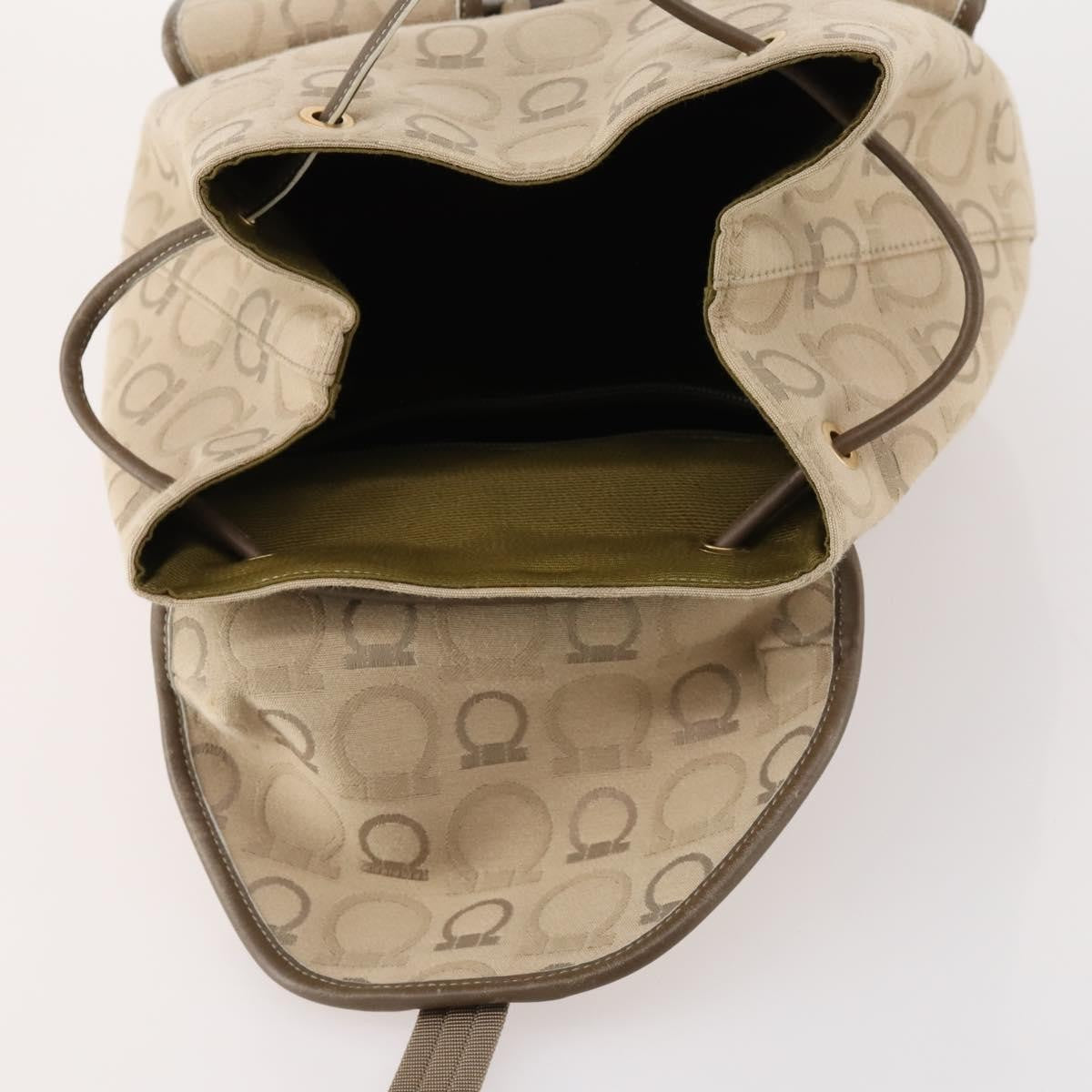 Salvatore Ferragamo Gancini Backpack Canvas, BEIGE, CANVAS, Backpack