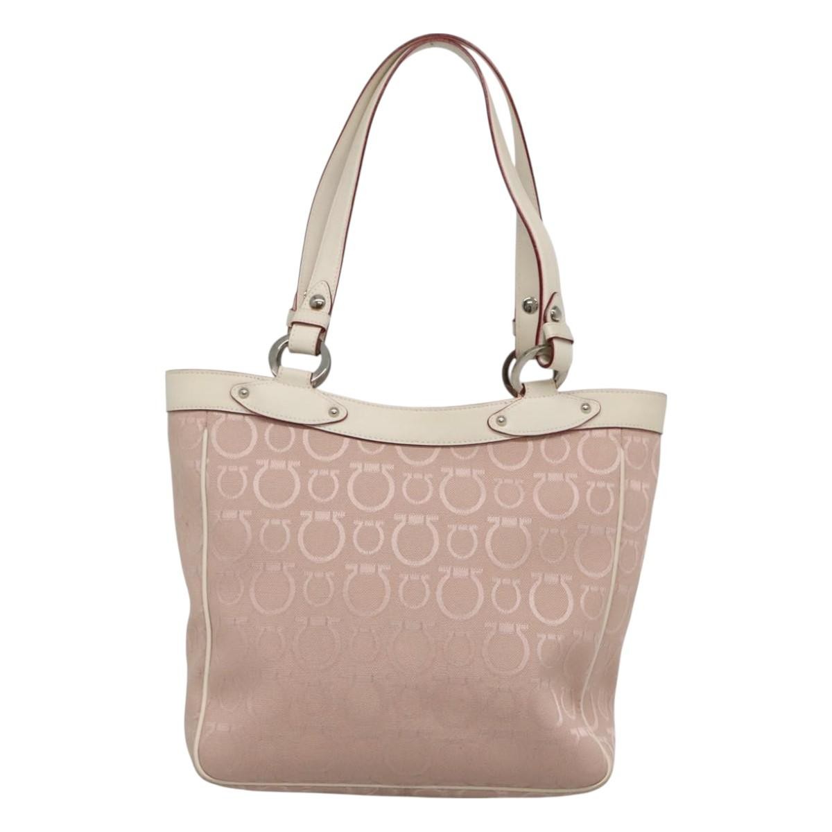 Salvatore Ferragamo Gancini Tote Canvas, PINK, CANVAS, Tote bag