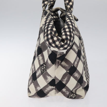 Chanel Top Handle Satchel Gingham Print Canvas, BLACK, CANVAS, Handbag