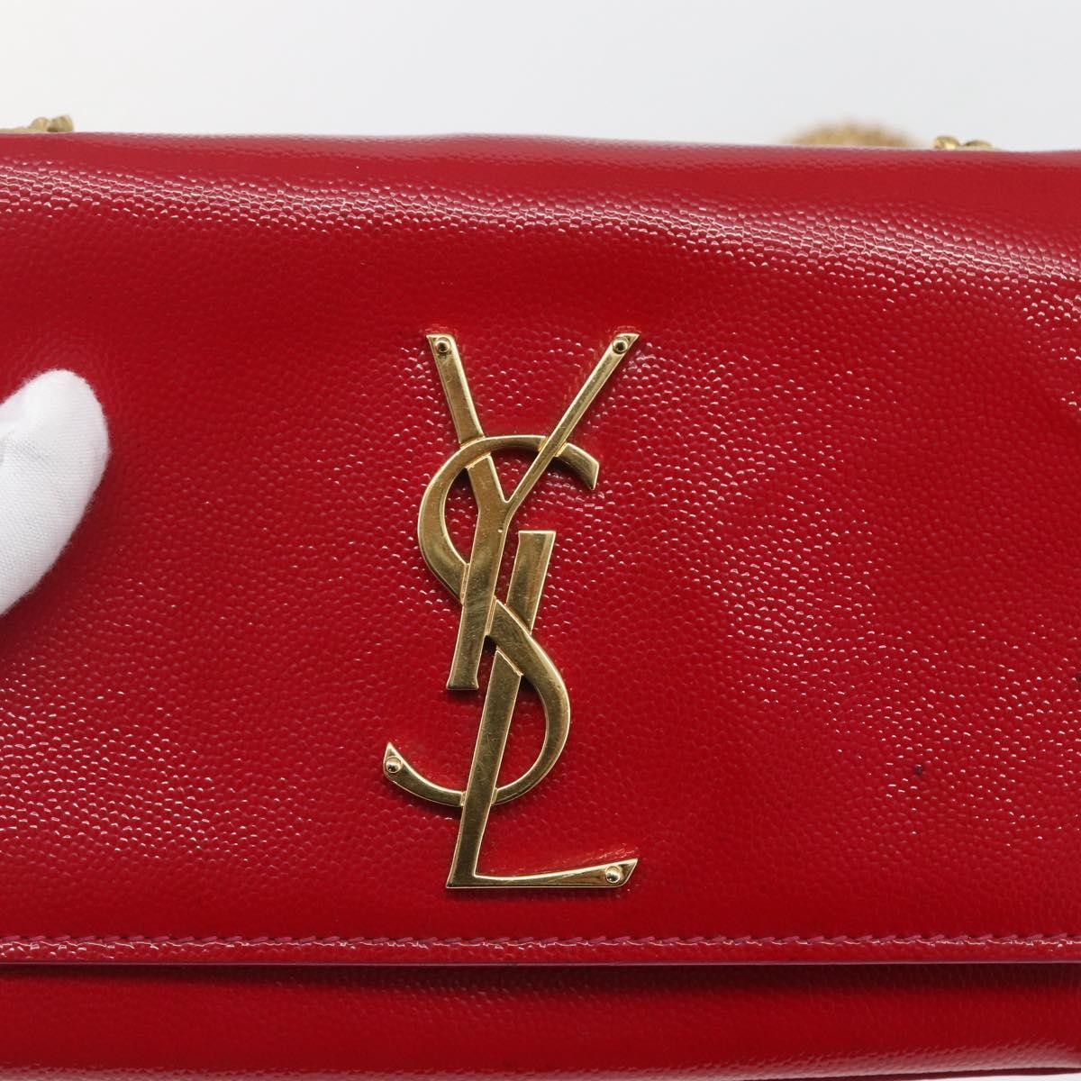 Saint Laurent Classic Monogram Crossbody Bag Grainy Leather, RED, LEATHER, Clutche & pouche