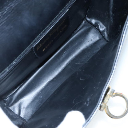 Salvatore Ferragamo Gancini Flap Shoulder bag Leather, Black, Leather, Shoulder Bag