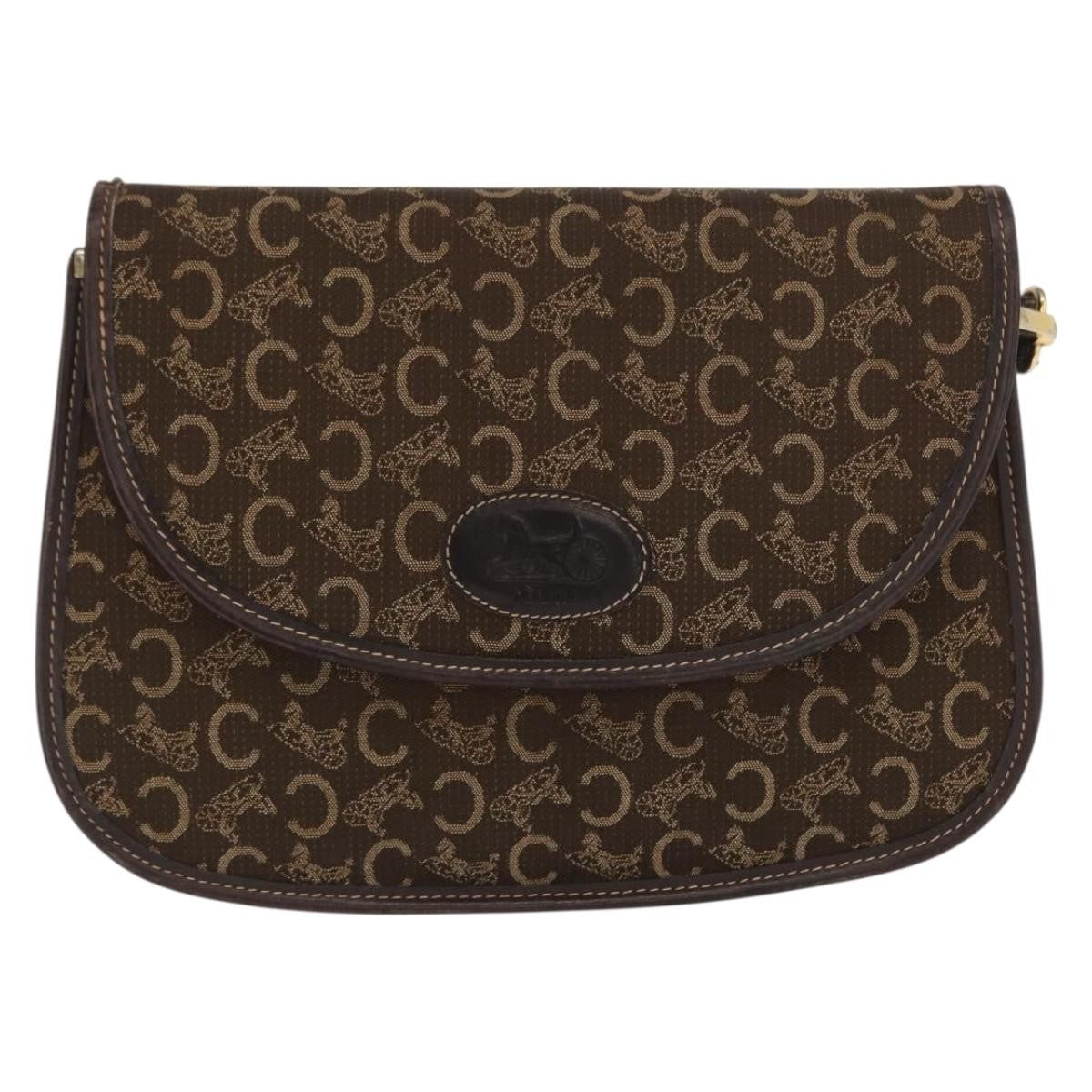 Celine C Sulky Shoulder bag Canvas, BROWN, CANVAS, Shoulder bag