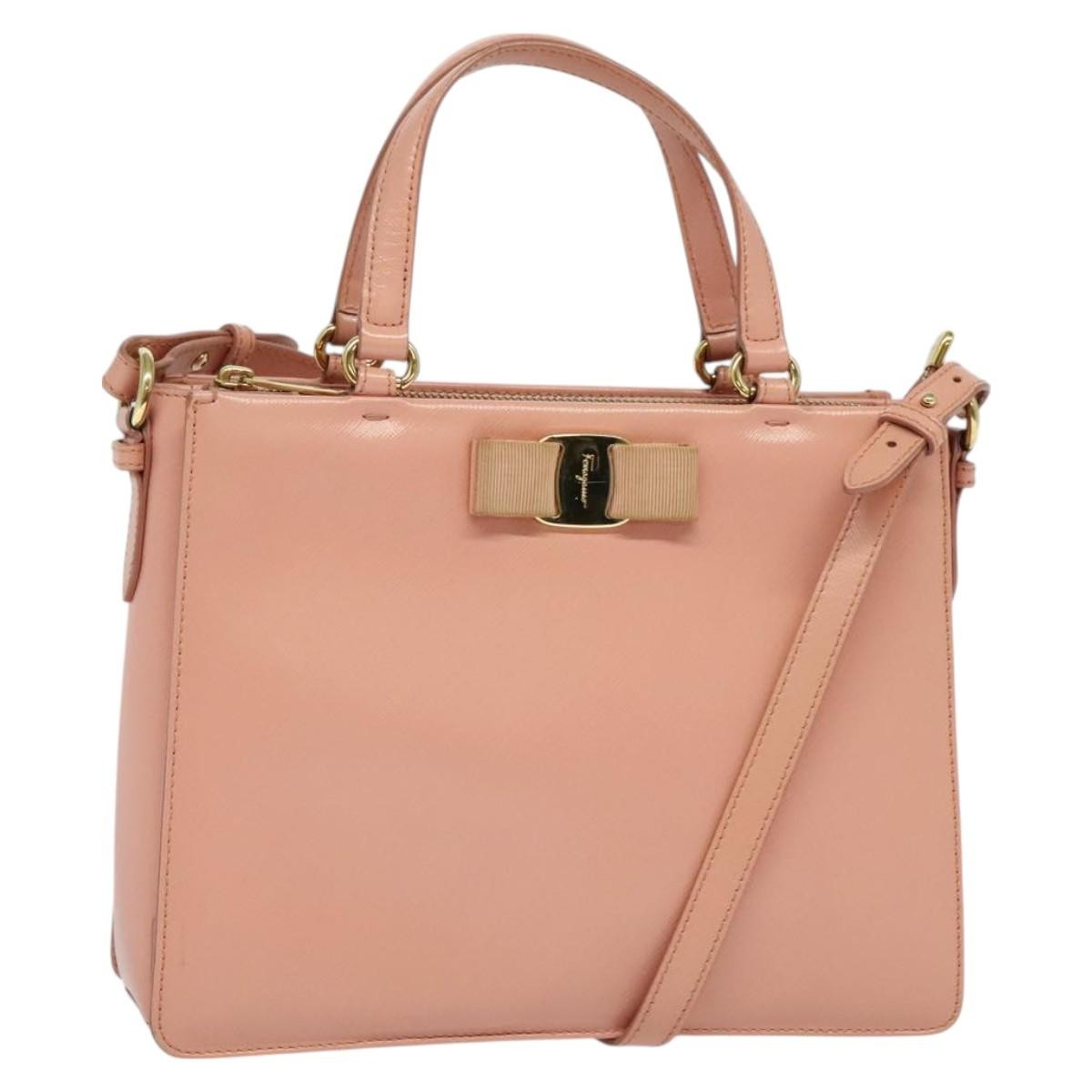 Salvatore Ferragamo Vala Shoulder Bag Leather, PINK, LEATHER, Shoulder bag