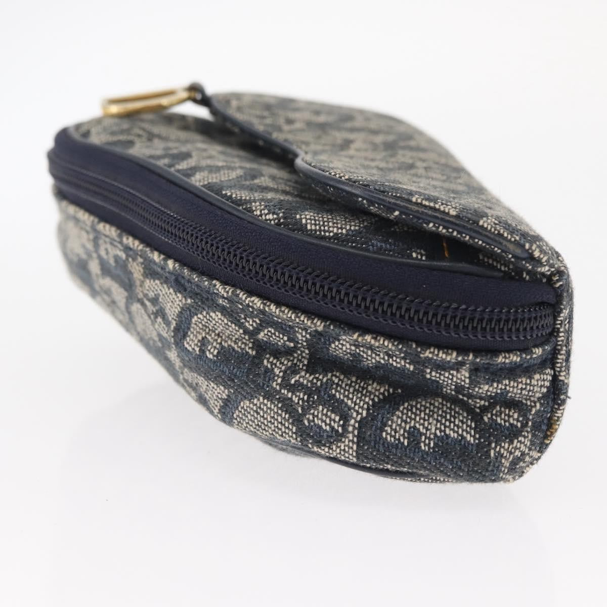 Christian Dior Saddle Zip Pouch Diorissimo Canvas, NAVY, CANVAS, Clutche & pouche
