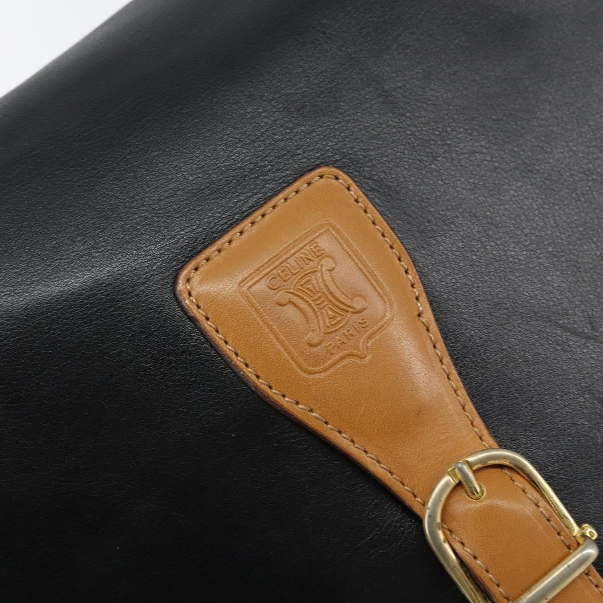 Celine Vintage Shoulder Bag Leather, BLACK, LEATHER, Shoulder bag