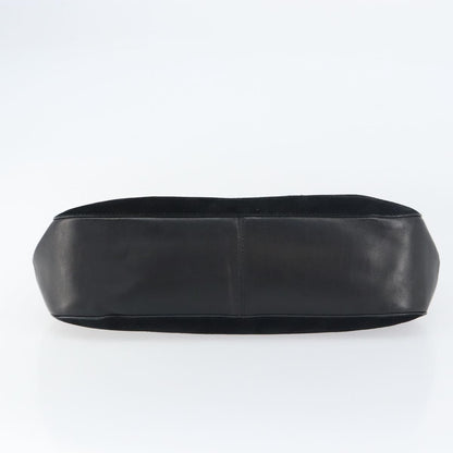 Gucci Vintage Bamboo Handle Bag Suede, BLACK, SUEDE, Handbag