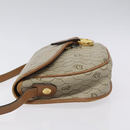 Christian Dior Vintage Honeycomb Flap Crossbody Bag Coated Canvas, BEIGE, CANVAS, Crossbody bag