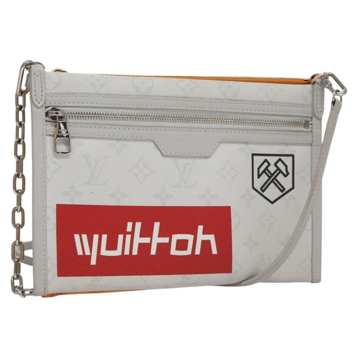 Louis Vuitton Double Flat Messenger Bag Limited Edition Logo Story Monogram Canvas and Denim, MULTICOLOUR, CANVAS, Shoulder bag