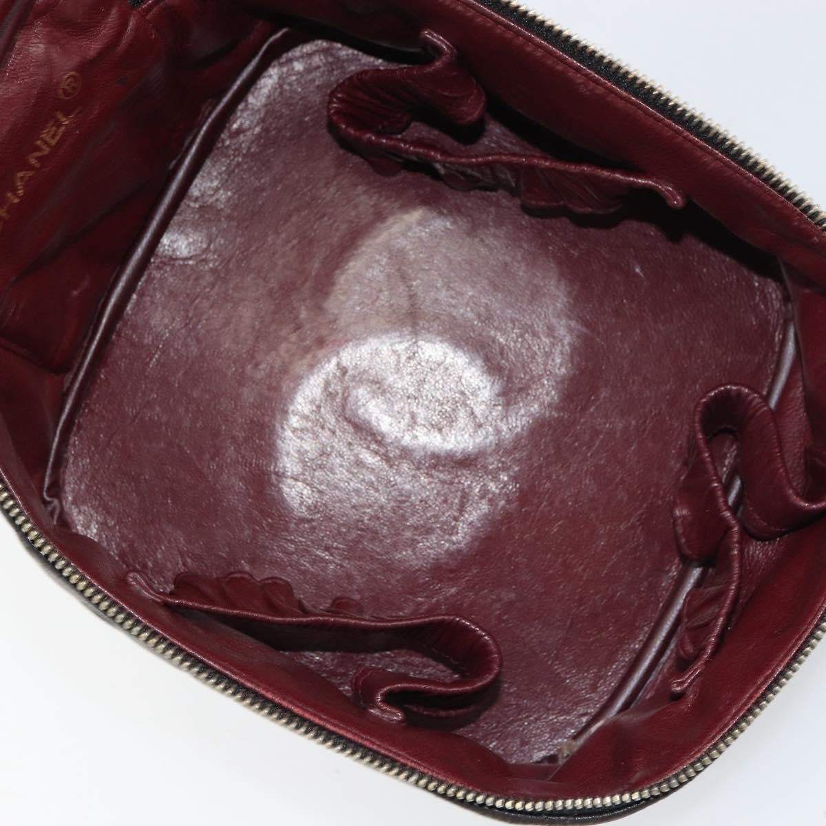 Chanel Vintage Cosmetic Case Quilted Lambskin, BLACK, LEATHER, Handbag