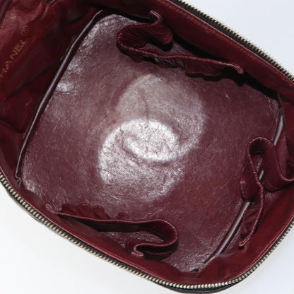Chanel Vintage Cosmetic Case Quilted Lambskin, BLACK, LEATHER, Handbag
