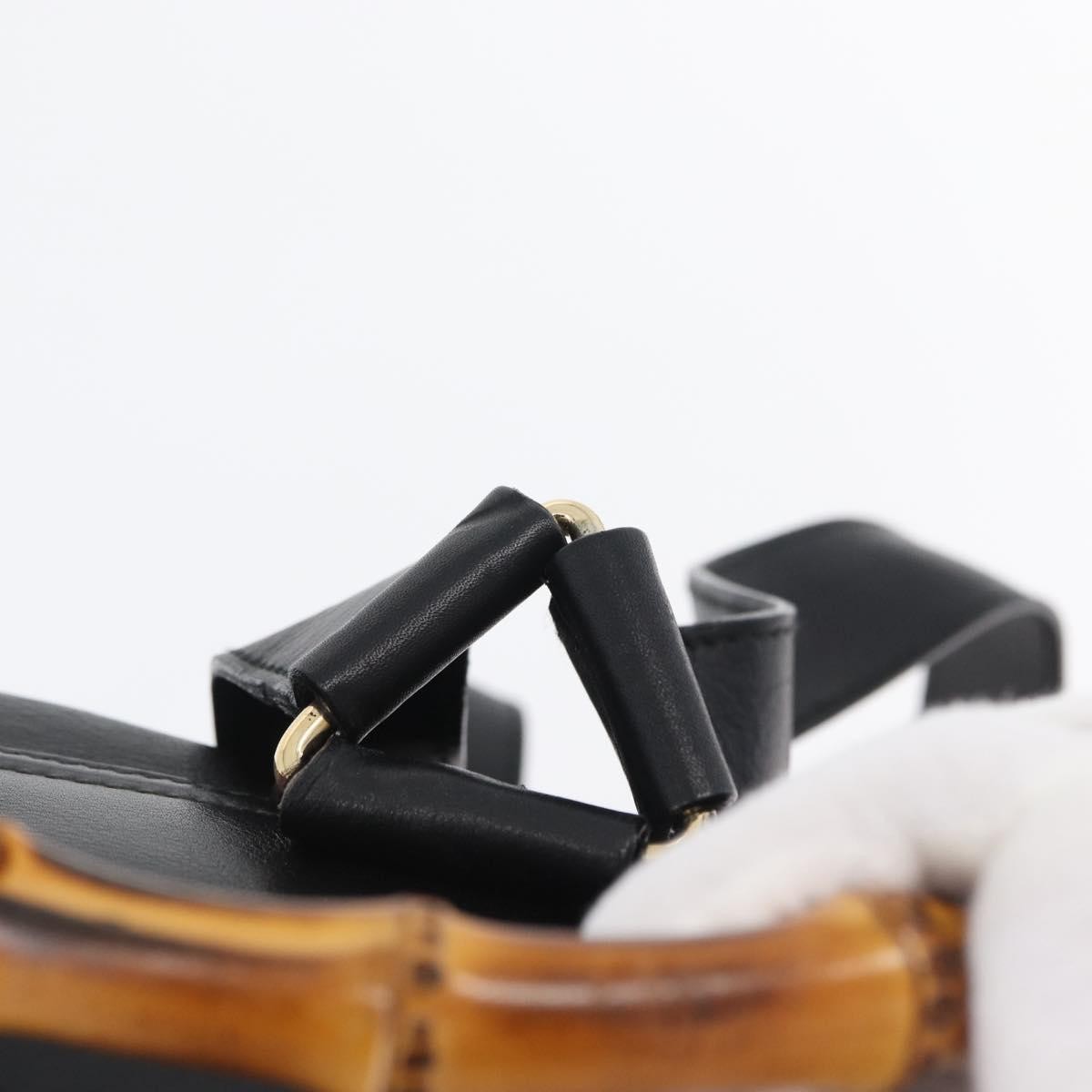Gucci Vintage Bamboo Backpack Leather, BLACK, LEATHER, Backpack