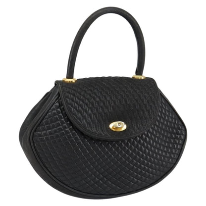 Bally Vintage Handbag Quilted Leather, BLACK, LEATHER, Handbag