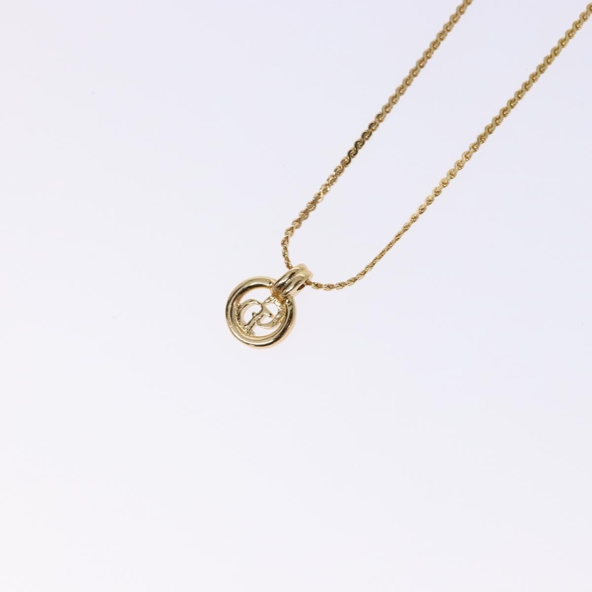 Christian Dior CD Round Pendant Necklace Metal, GOLD, METAL, Necklace