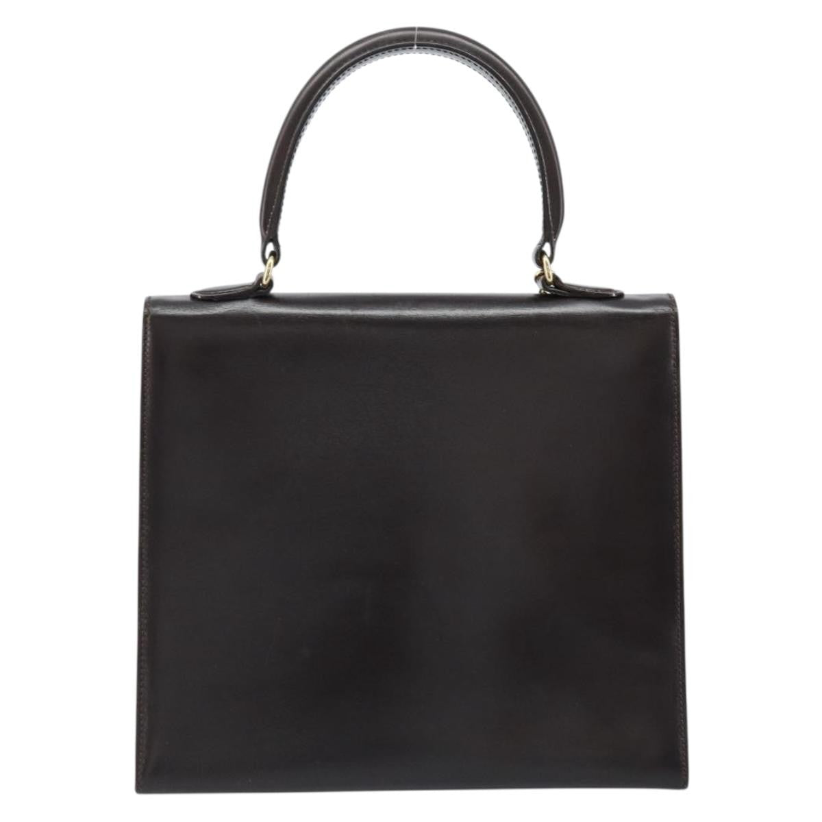 Celine Vintage Logo Top Handle Bag Leather, BROWN, LEATHER, Handbag