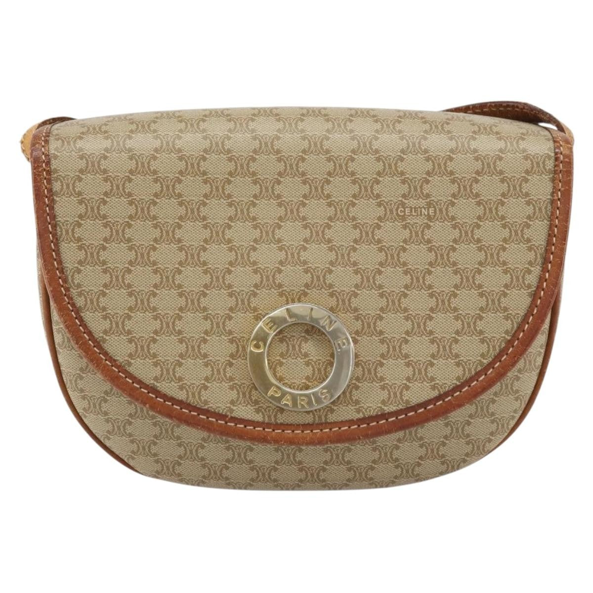Celine Macadam Shoulder Bag PVC Leather, BEIGE, PVC, Shoulder bag