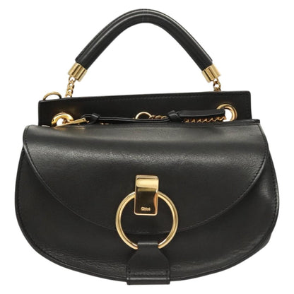 Chloe Goldie Shoulder Bag Leather, BLACK, LEATHER, Shoulder bag