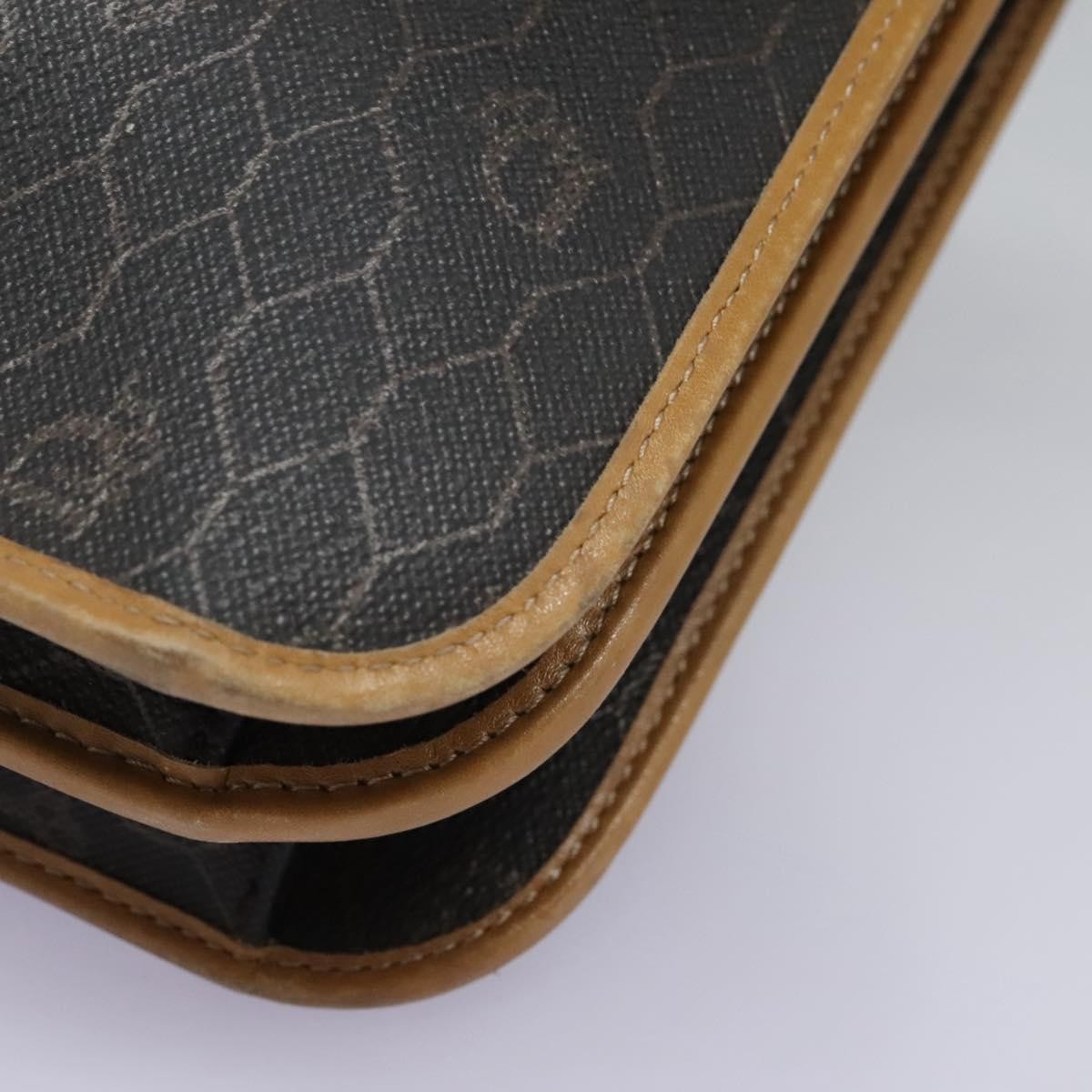 Christian Dior Vintage Honeycomb Flap Crossbody Bag Canvas and Leather, BLACK, CANVAS, Crossbody bag