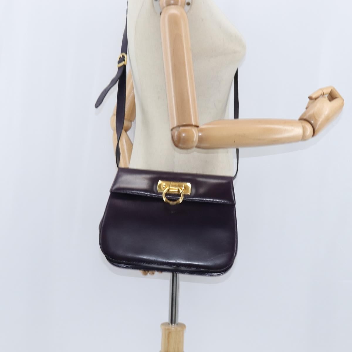 Salvatore Ferragamo Gancini Shoulder Bag Leather, NAVY, LEATHER, Shoulder bag