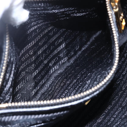 Prada Convertible Top Handle Tote Tessuto with Vernice Saffiano Leather, BLACK, NYLON, Handbag