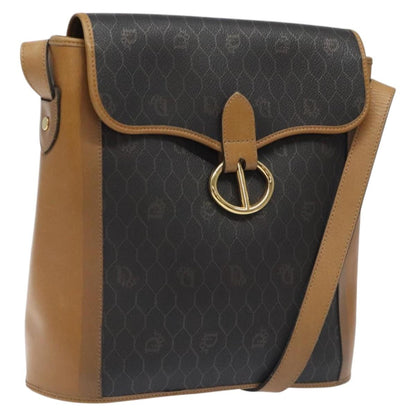 Christian Dior Vintage Honeycomb Flap Crossbody Bag Canvas and Leather, BLACK, CANVAS, Crossbody bag