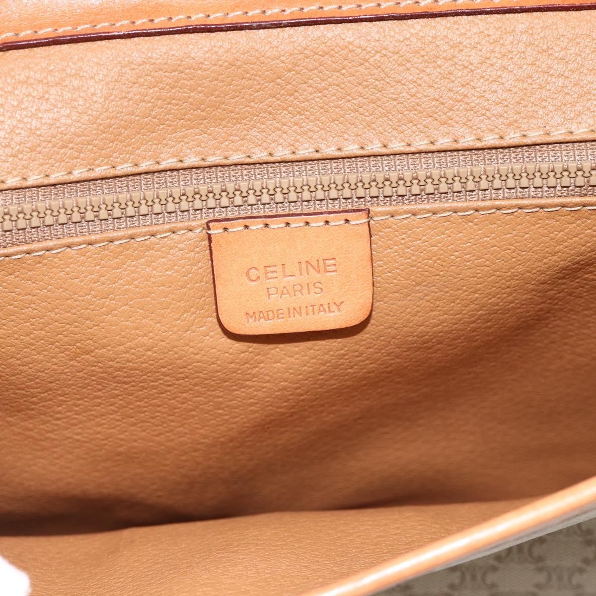 Celine Vintage Macadam Circle Logo Shoulder Bag Canvas and Leather, Beige, Canvas, Shoulder Bag