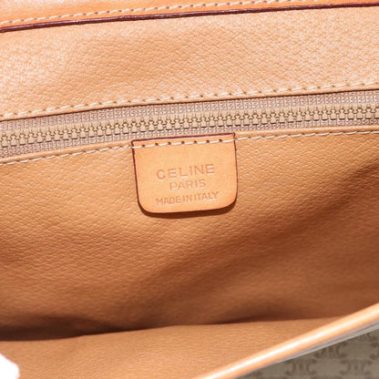Celine Vintage Macadam Circle Logo Shoulder Bag Canvas and Leather, Beige, Canvas, Shoulder Bag