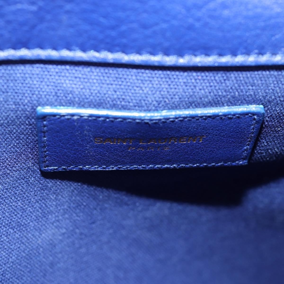 Saint Laurent Muse Two Bag Leather with Canvas, BLUE, LEATHER, Handbag