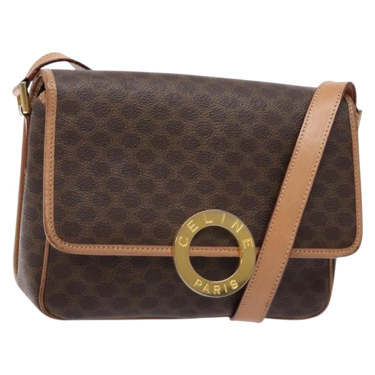 Celine Vintage Macadam Shoulder Bag Canvas, BROWN, CANVAS, Shoulder bag