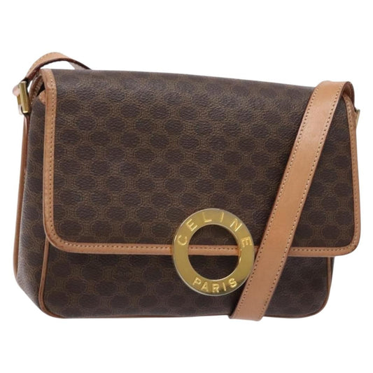 Celine Vintage Macadam Shoulder Bag Canvas, BROWN, CANVAS, Shoulder bag
